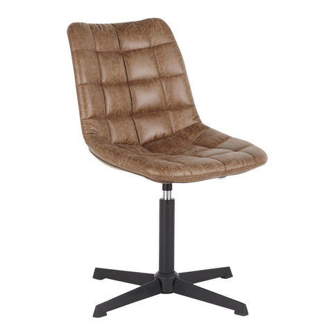 Lumisource Quad Contemporary Chair in Black Metal and Light Brown Fabric