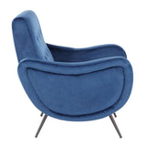 Lumisource Rafael Contemporary Lounge Chair in Black Metal and Blue Velvet