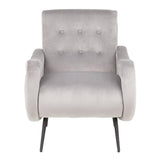 Lumisource Rafael Contemporary Lounge Chair in Black Metal and Silver Velvet