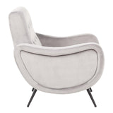 Lumisource Rafael Contemporary Lounge Chair in Black Metal and Silver Velvet