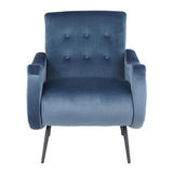 Lumisource Rafael Contemporary Lounge Chair in Black Metal and Teal Velvet