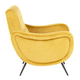 Lumisource Rafael Contemporary Lounge Chair in Black Metal and Yellow Velvet