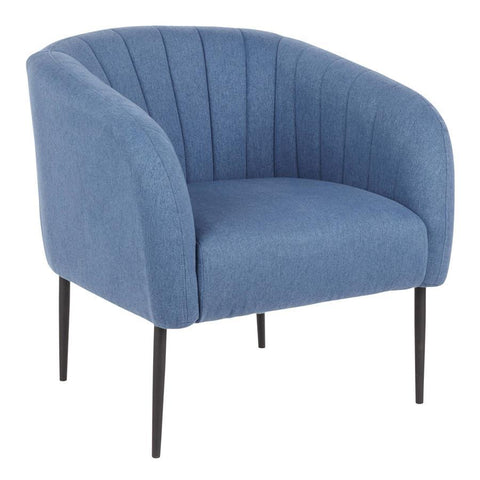 Lumisource Renee Contemporary Accent Chair in Black Metal and Blue Fabric