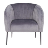 Lumisource Renee Contemporary Accent Chair in Black Metal and Grey Velvet