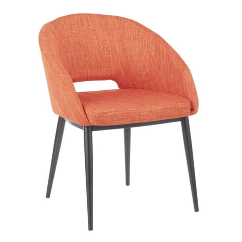 Lumisource Renee Contemporary Chair in Black Metal Legs & Orange Fabric