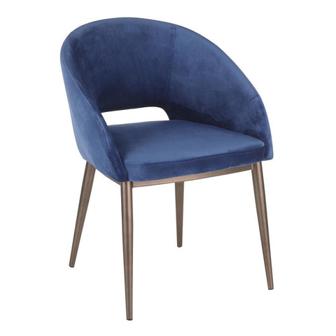 Lumisource Renee Contemporary Chair in Copper Metal Legs with Blue Velvet