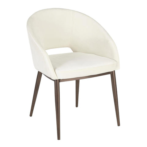 Lumisource Renee Contemporary Chair in Copper Metal Legs with Cream Velvet