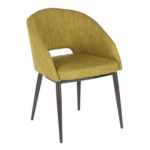Lumisource Renee Contemporary Chair in Espresso Metal Legs with Green Fabric
