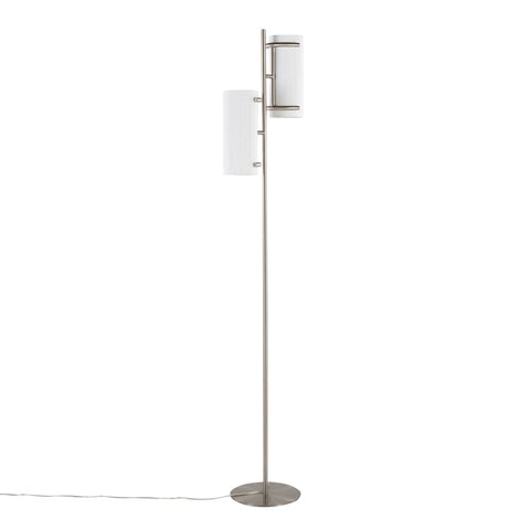Lumisource Rhonda Contemporary/Glam Floor Lamp in Brushed Nickel with White Shade