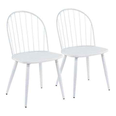 Lumisource Riley Industrial High Back Armless Chair in White Metal and White Wood - Set of 2