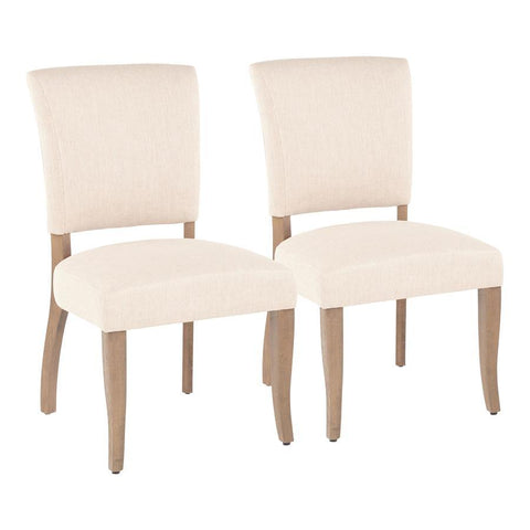 Lumisource Rita Contemporary Dining Chair in Ash Brown Wooden Legs and Beige Fabric - Set of 2