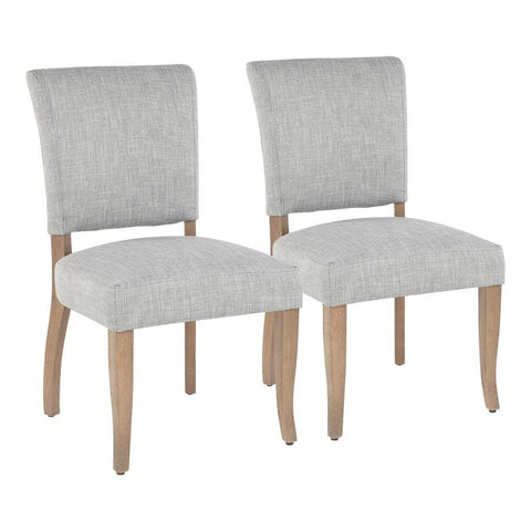 Lumisource Rita Contemporary Dining Chair in Ash Brown Wooden Legs and Green/Grey Fabric - Set of 2