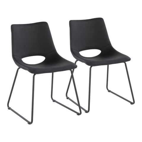 Lumisource Robbi Contemporary Dining Chair in Black Steel and Black Faux Leather - Set of 2