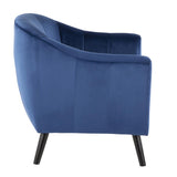 Lumisource Rockwell Contemporary Accent Chair with Black Wooden Legs and Blue Velvet