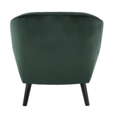 Lumisource Rockwell Contemporary Accent Chair with Black Wooden Legs and Green Velvet