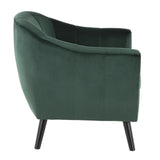 Lumisource Rockwell Contemporary Accent Chair with Black Wooden Legs and Green Velvet
