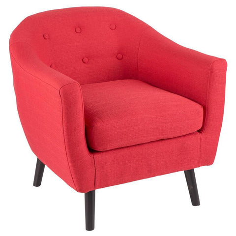 Lumisource Rockwell Contemporary Accent Chair with Black Wooden Legs and Red Fabric