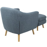 Lumisource Rockwell Mid-Century Modern Accent Chair and Ottoman in Blue Noise Fabric