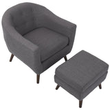 Lumisource Rockwell Mid-Century Modern Accent Chair and Ottoman in Charcoal Grey