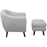 Lumisource Rockwell Mid-Century Modern Accent Chair and Ottoman in Light Grey Noise Fabric