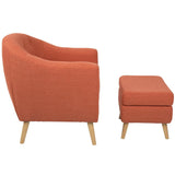Lumisource Rockwell Mid-Century Modern Accent Chair and Ottoman in Orange