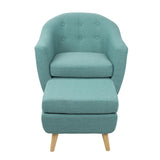 Lumisource Rockwell Mid-Century Modern Accent Chair and Ottoman in Teal