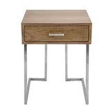 Lumisource Roman Contemporary End Table in Walnut Wood and Stainless Steel
