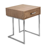 Lumisource Roman Contemporary End Table in Walnut Wood and Stainless Steel