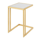 Lumisource Roman Contemporary-Glam Side Table in Gold Metal and White Marble