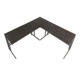 Lumisource Roman Industrial "L" Shaped Desk in Antique Metal and Espresso Wood-Pressed Grain Bamboo