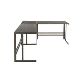 Lumisource Roman Industrial "L" Shaped Desk in Antique Metal and Espresso Wood-Pressed Grain Bamboo