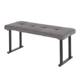 Lumisource Roman Industrial Bench in Antique Metal and Grey Fabric Cushion