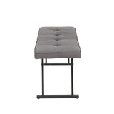 Lumisource Roman Industrial Bench in Antique Metal and Grey Fabric Cushion