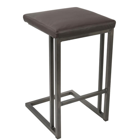 Lumisource Roman Industrial Counter Stool in Antique and Espresso Faux Leather - Set of 2