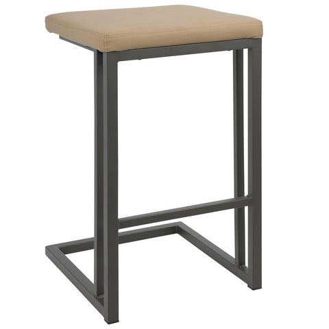 Lumisource Roman Industrial Counter Stool in Grey and Camel Faux Leather - Set of 2