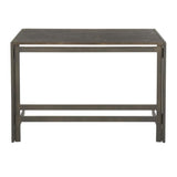 Lumisource Roman Industrial Office Desk in Antique Metal and Espresso Wood-Pressed Grain Bamboo