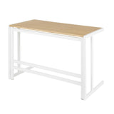 Lumisource Roman Industrial Office Desk in White Metal and Natural Wood-Pressed Grain Bamboo