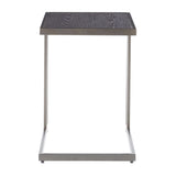 Lumisource Roman Industrial Side Table in Antique Metal & Dark Grey Wood