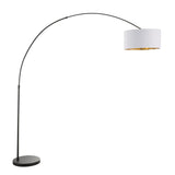 Lumisource Salon Contemporary Floor Lamp with Black Base and White Shade with Gold Accent