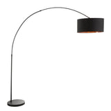 Lumisource Salon Contemporary Floor Lamp with Black Metal Base and Black Shade with Copper Accent