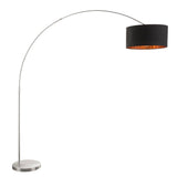 Lumisource Salon Contemporary Floor Lamp with Satin Nickel Base and Black Shade with Copper Accent