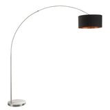 Lumisource Salon Contemporary Floor Lamp with Satin Nickel Base and Black Shade with Copper Accent