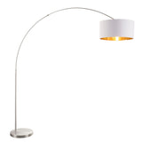 Lumisource Salon Contemporary Floor Lamp with Satin Nickel Base and White Shade with Gold Accent