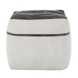 Lumisource Samson Industrial Pouf in Grey Canvas and Black Leather