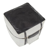 Lumisource Samson Industrial Pouf in Grey Canvas and Black Leather