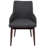 Lumisource Santiago Mid-Century Modern Dining/Accent Chair in Walnut with Charcoal Fabric - Set of 2