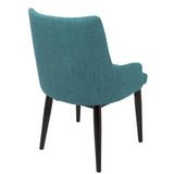 Lumisource Santiago Mid-Century Modern Dining/Accent Chair in Walnut with Teal Fabric - Set of 2