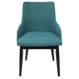Lumisource Santiago Mid-Century Modern Dining/Accent Chair in Walnut with Teal Fabric - Set of 2