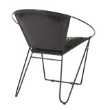 Lumisource Saturn Industrial Chair in Black Metal and Black Leather
