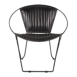 Lumisource Saturn Industrial Chair in Black Metal and Black Leather